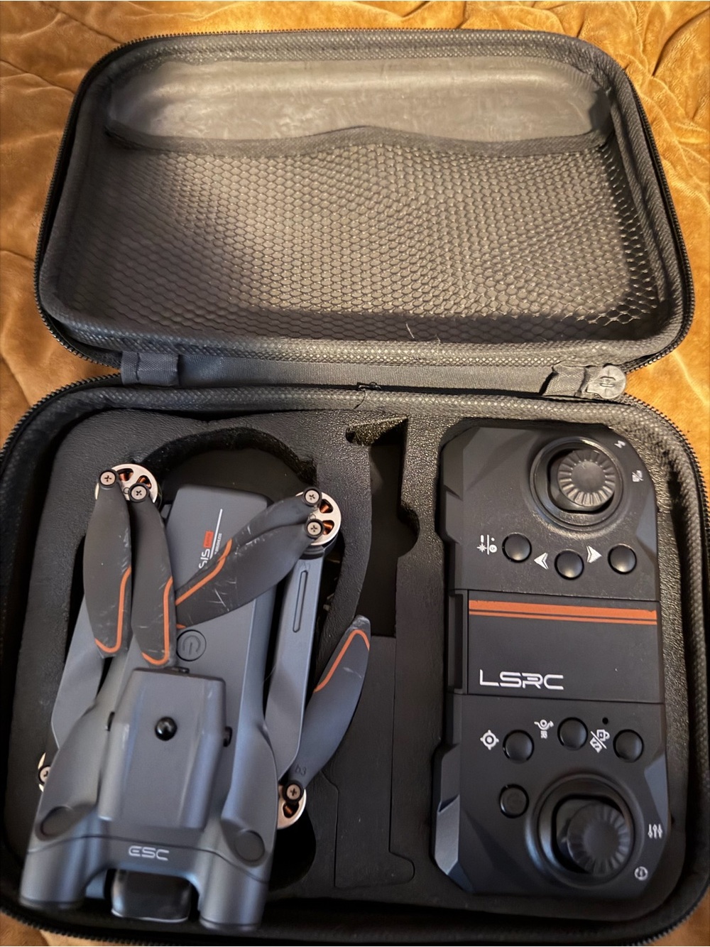 LSRC Foldable Drone with Controller - Gray with Orange Accents